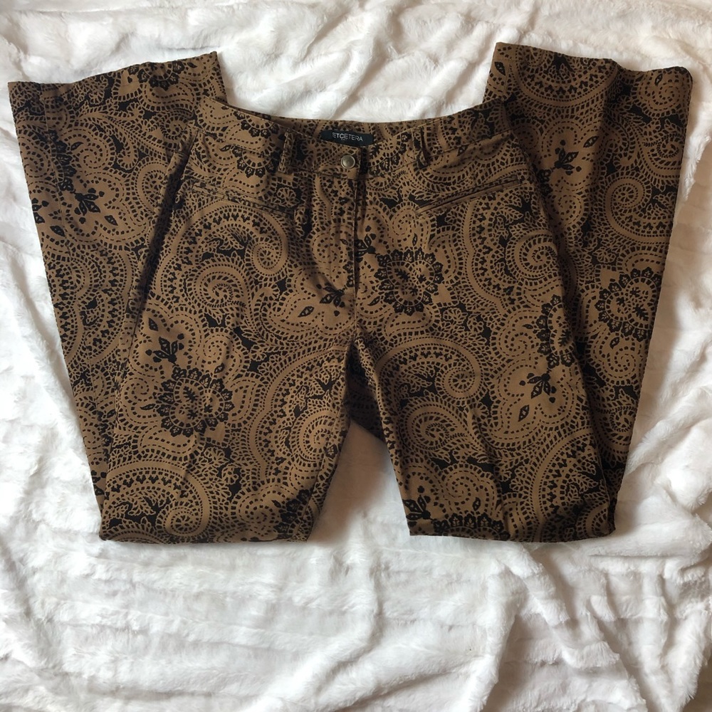 Etcetera Brown Printed Pattern Pants - image 1